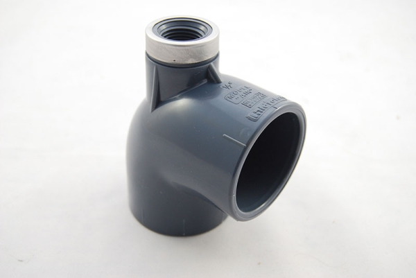 PVC-Winkel 90º mit Entleerung oben, Klebemuffe